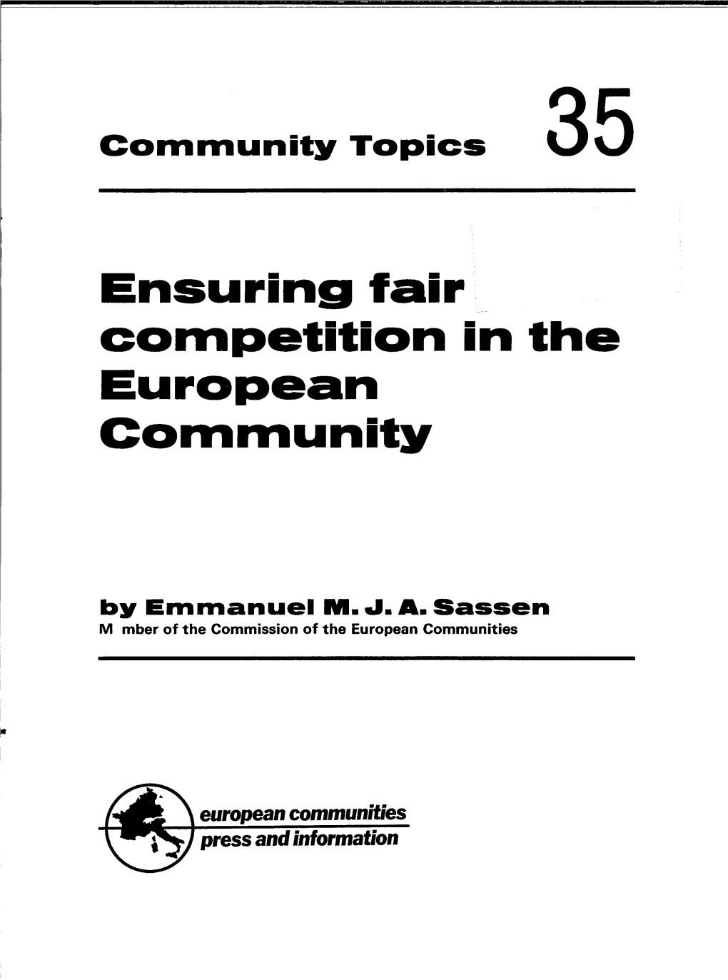 Ensuring Fair·. Competition in the European Community