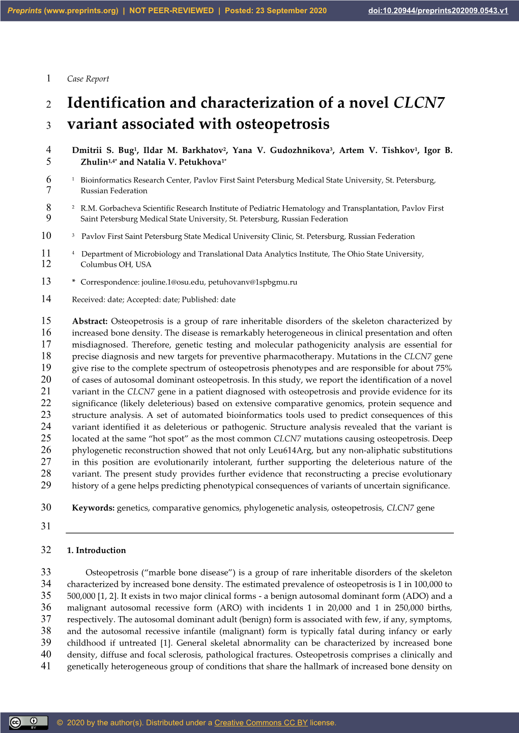 Identification and Characterization of a Novel CLCN7 Variant Associated