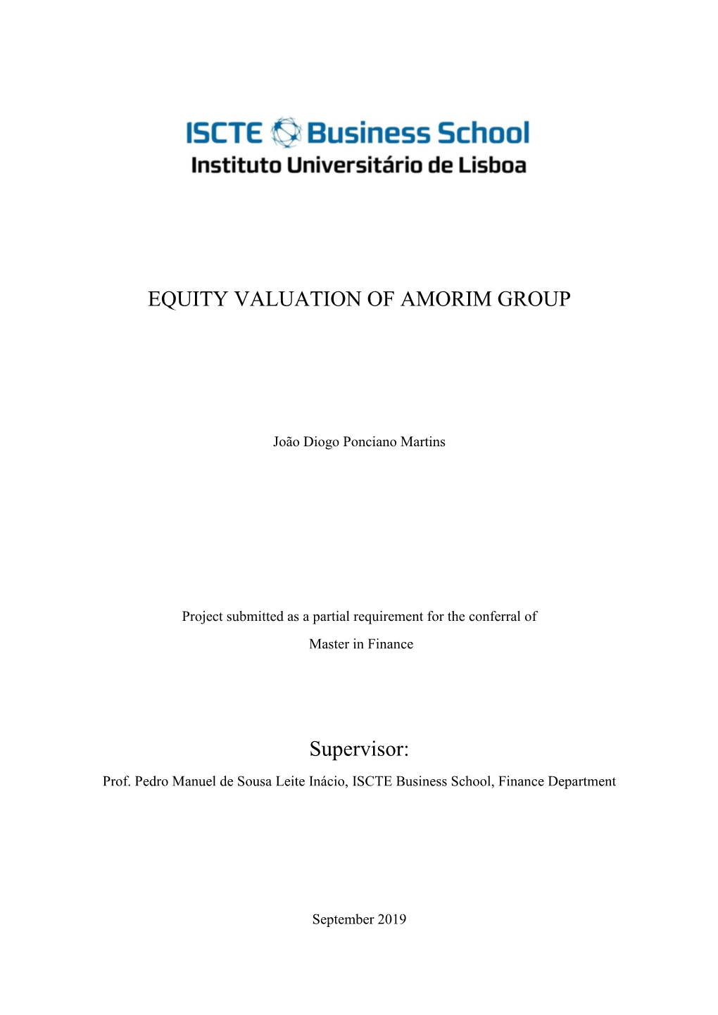 EQUITY VALUATION of AMORIM GROUP Supervisor