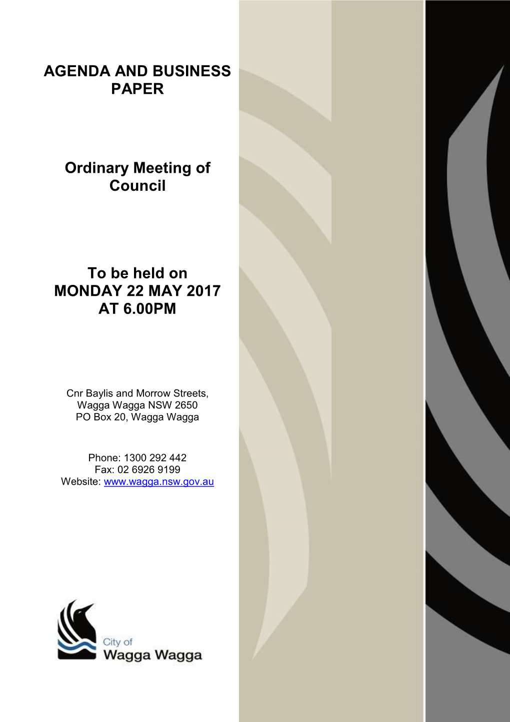 Agenda of Ordinary Meeting of Council