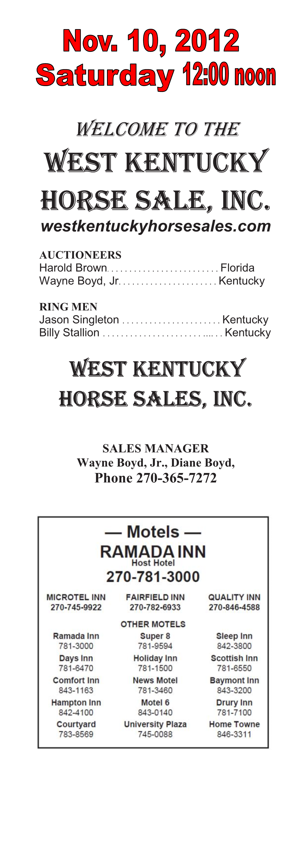 West Kentucky Horse Sale, Inc. Westkentuckyhorsesales.Com