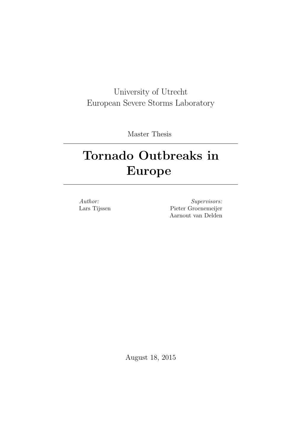 Tornado Outbreaks in Europe