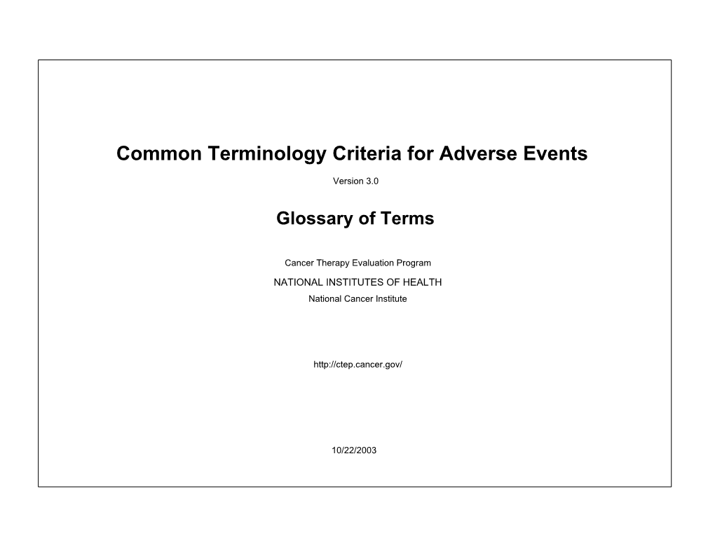 Common Terminology Criteria for Adverse Events