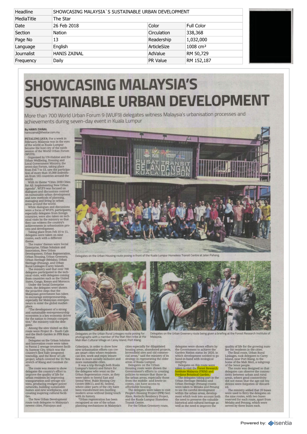 Showcasing Malaysia's Sustainable Urban