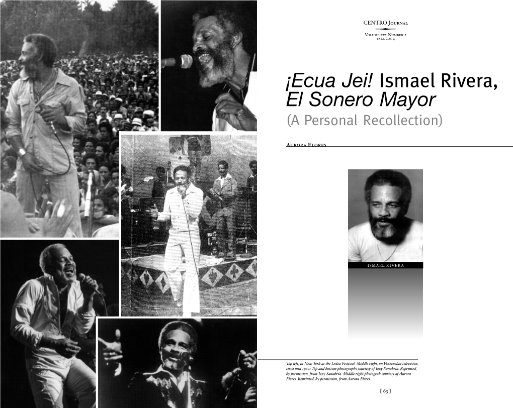 ¡Ecua Jei! Ismael Rivera, El Sonero Mayor (A Personal Recollection)