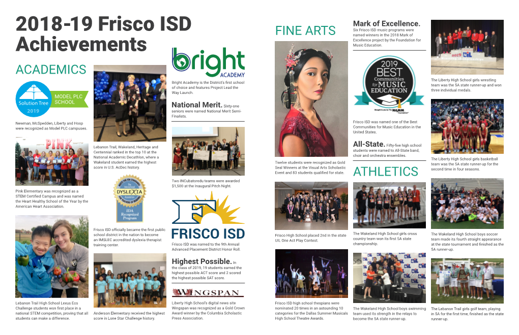 2018-19 Frisco ISD Achievements