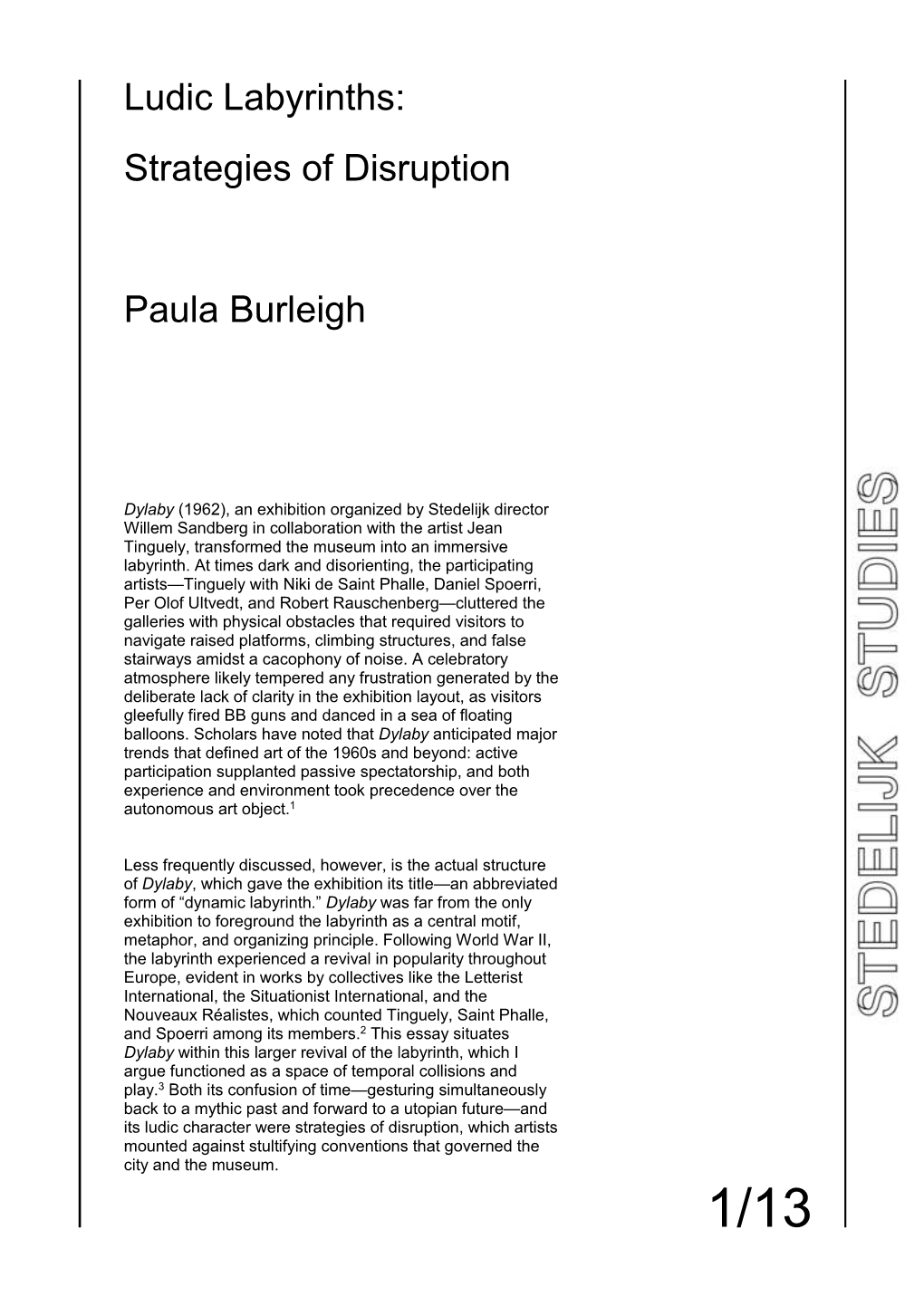 Ludic Labyrinths: Strategies of Disruption Paula