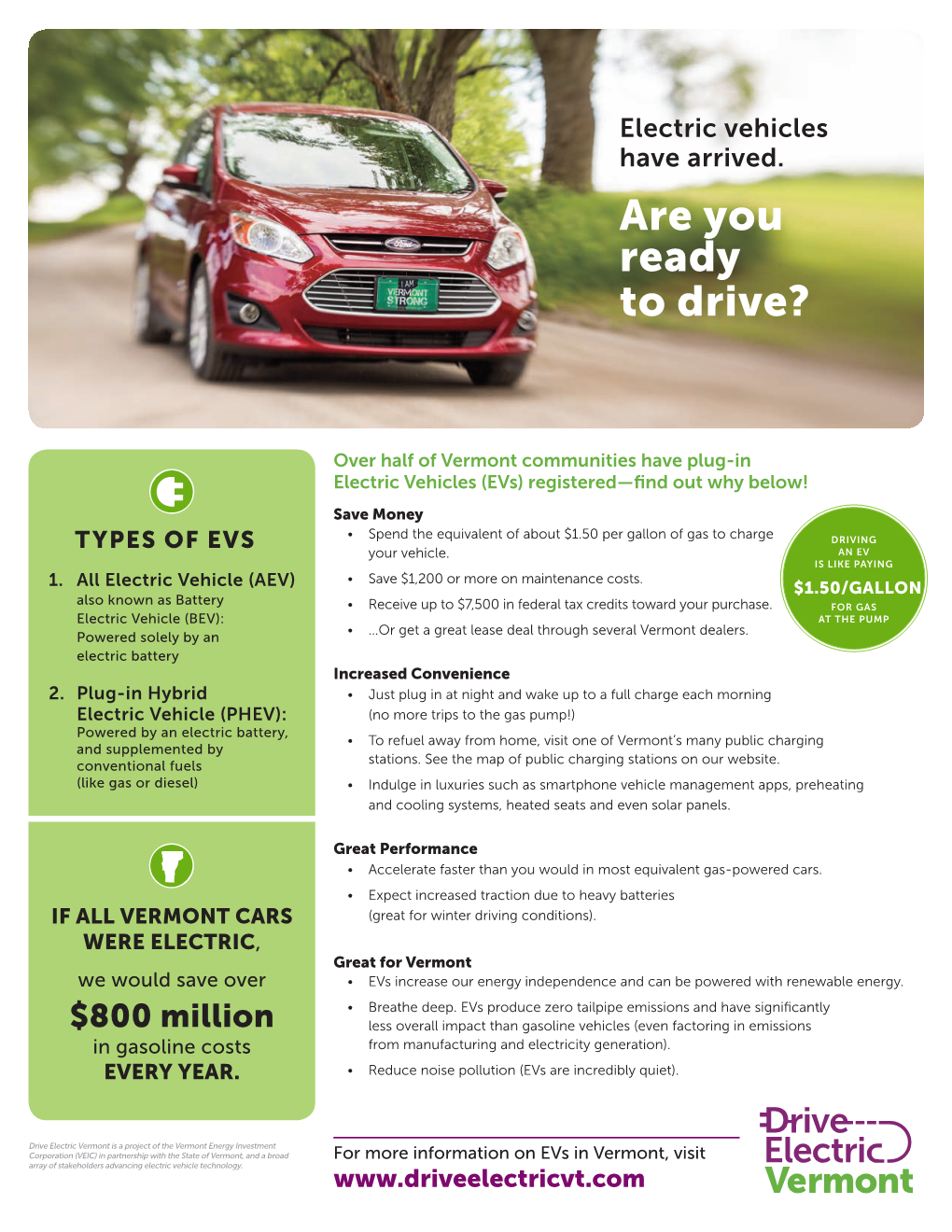 Drive Electric Vermont EV Fact Sheet