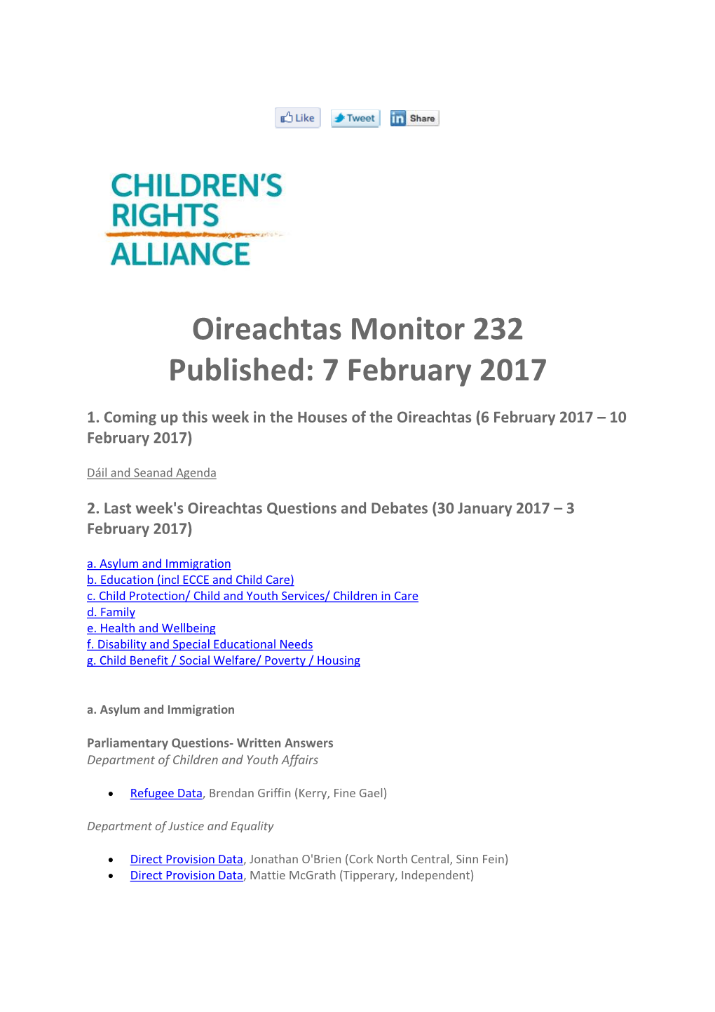 Oireachtas Monitor 232 Published