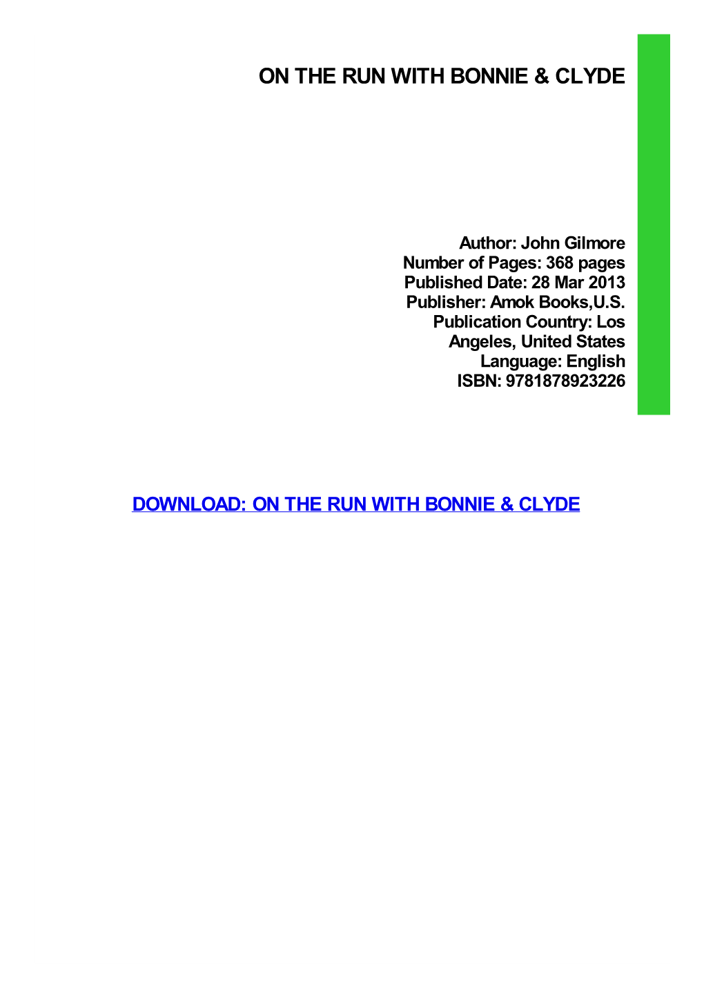 {Download PDF} on the Run with Bonnie & Clyde Ebook, Epub