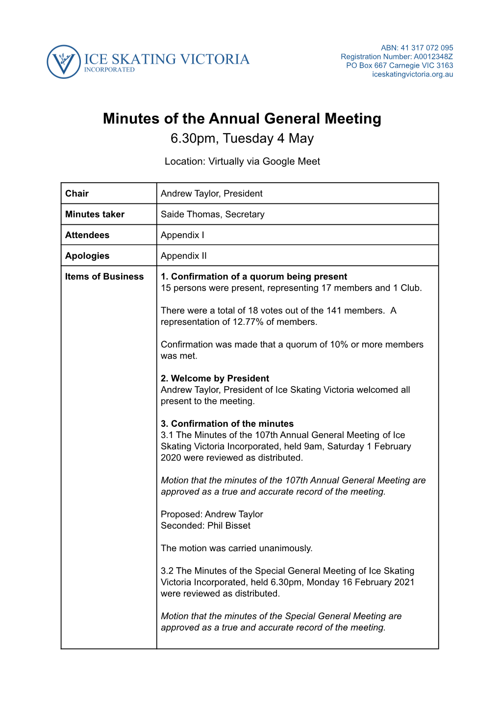 108Th AGM Minutes