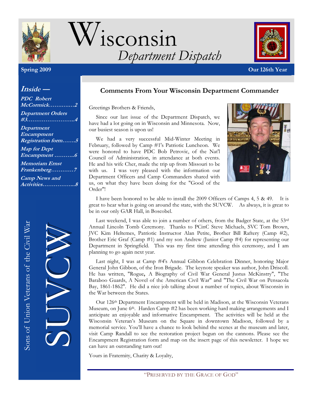 Department Dispatch Spring 2009 Our 126Th Year