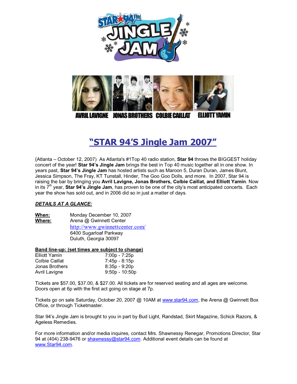 “STAR 94'S Jingle Jam 2007”