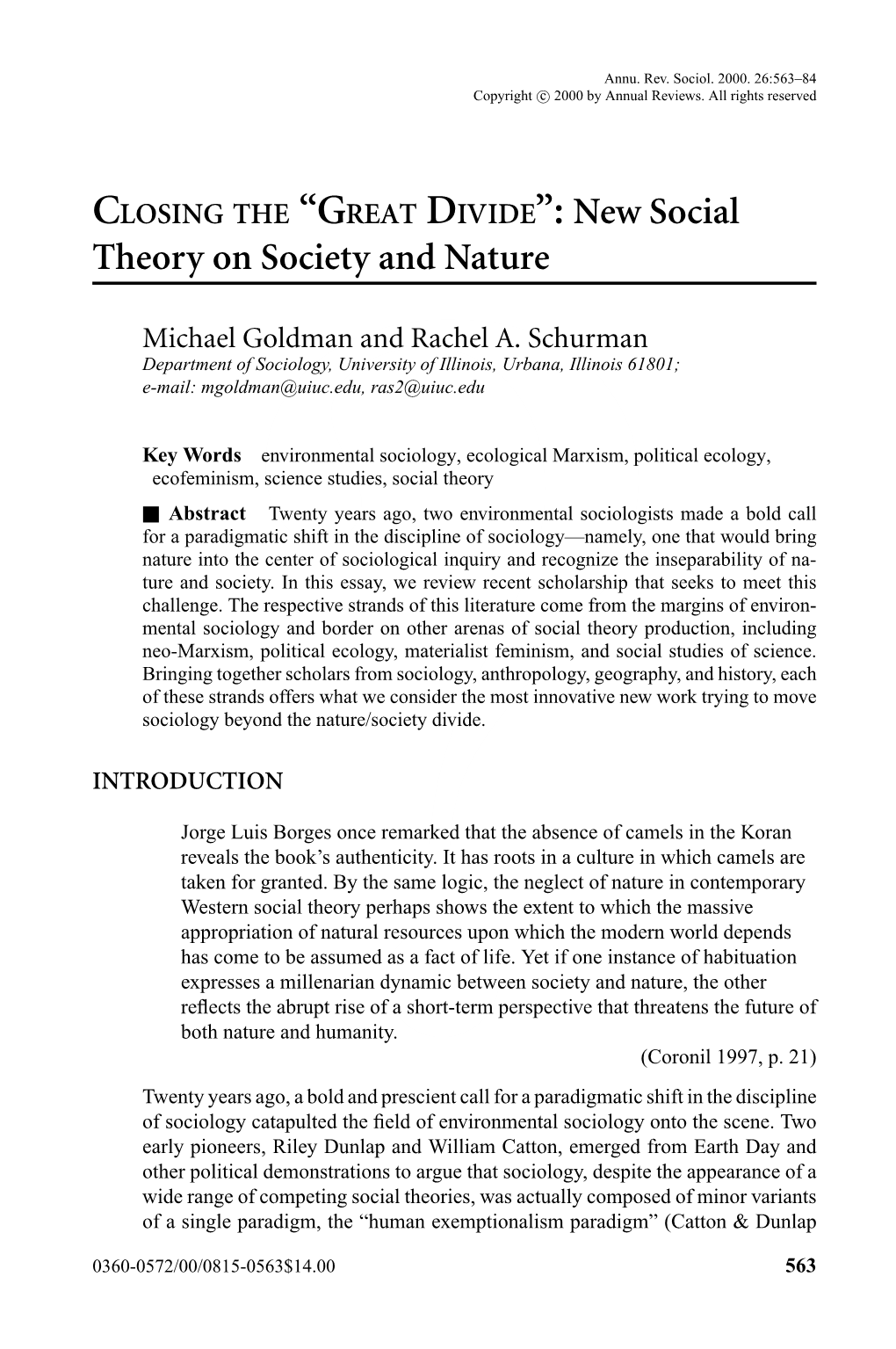 Theory on Society and Nature