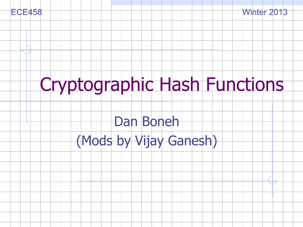 Cryptographic Hash Functions