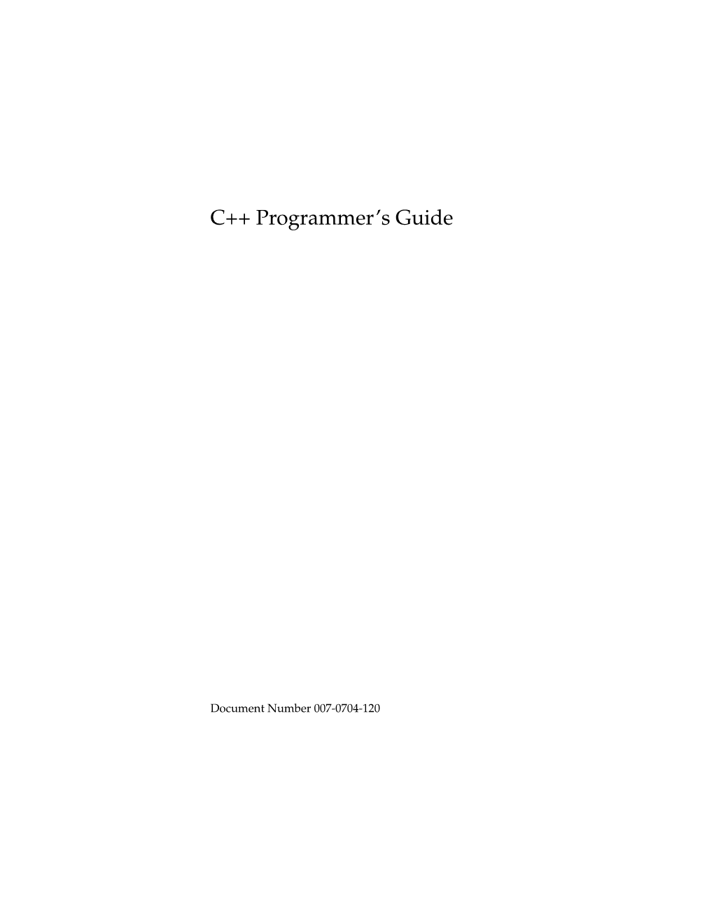 C++ Programmer's Guide