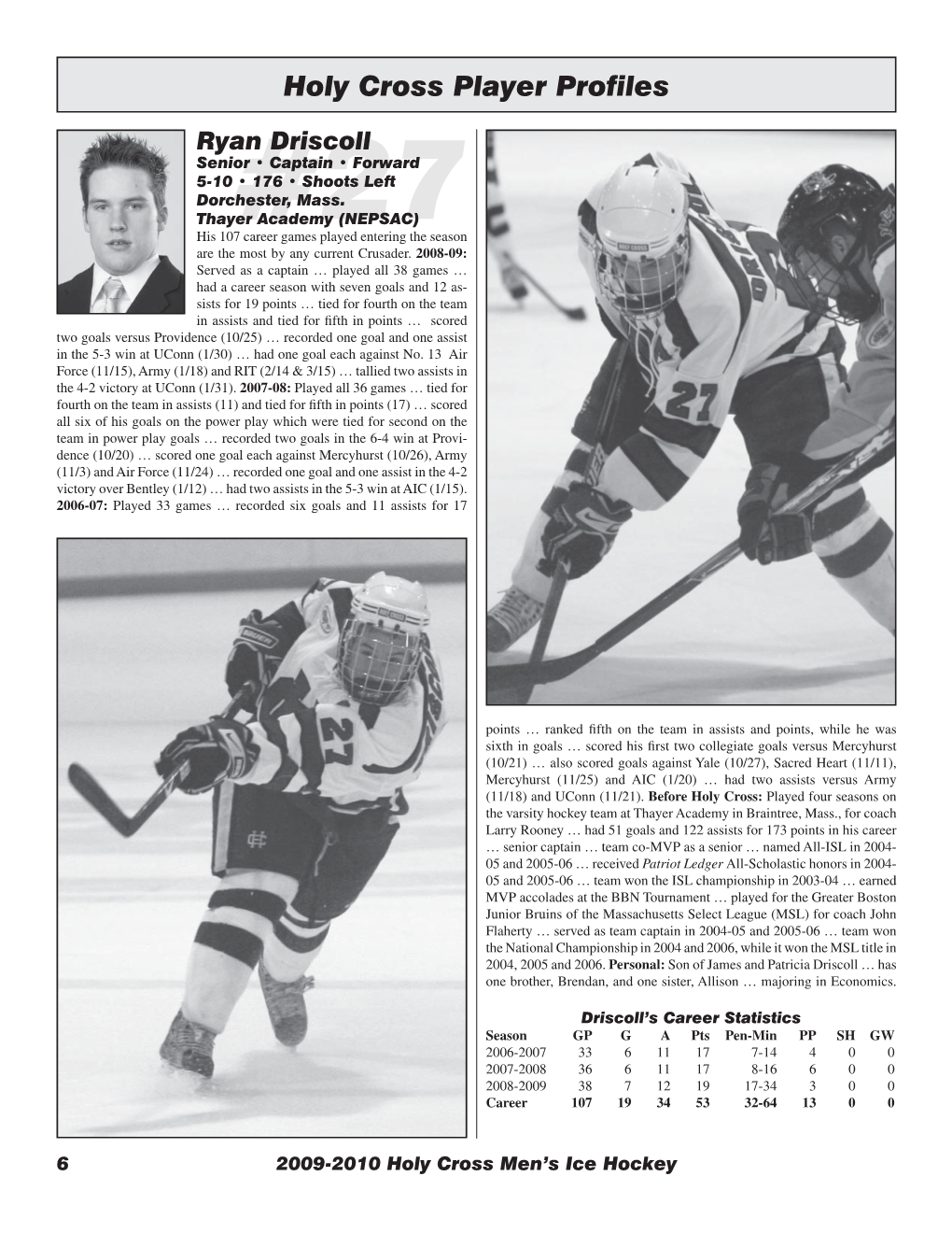 2009-2010 Holy Cross Men's Hockey Guide.Indd