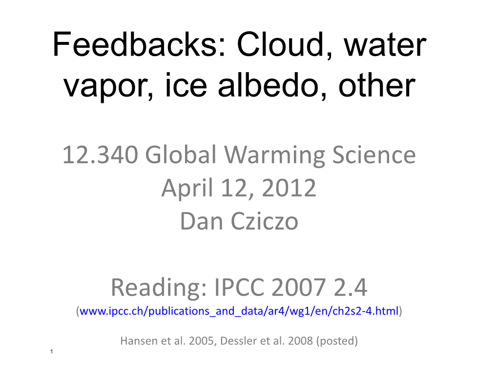 Global Warming Science, Lecture 17