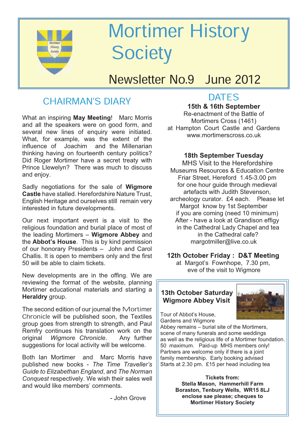 Mortimer History Society Newsletter No.9 June 2012