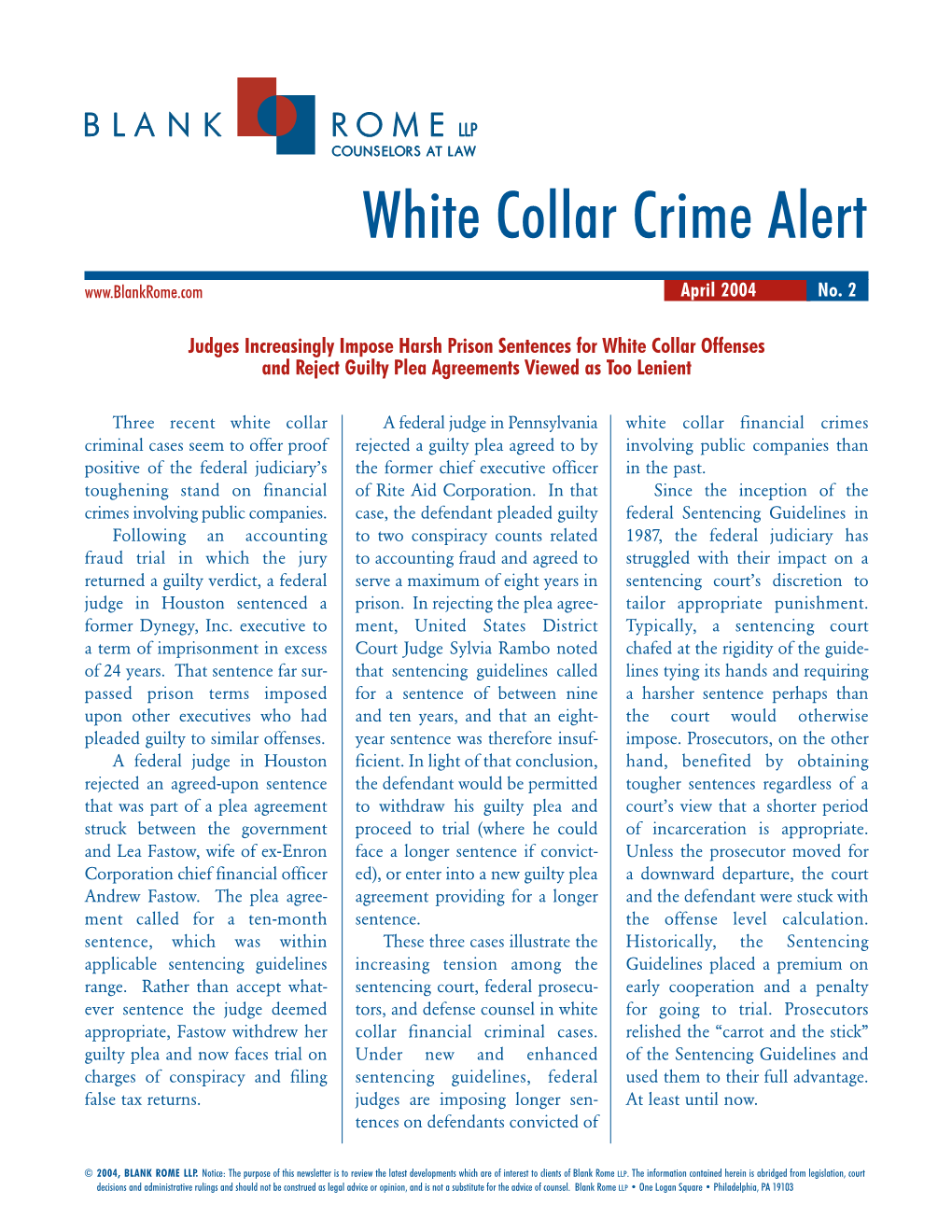 White Collar Crime Update
