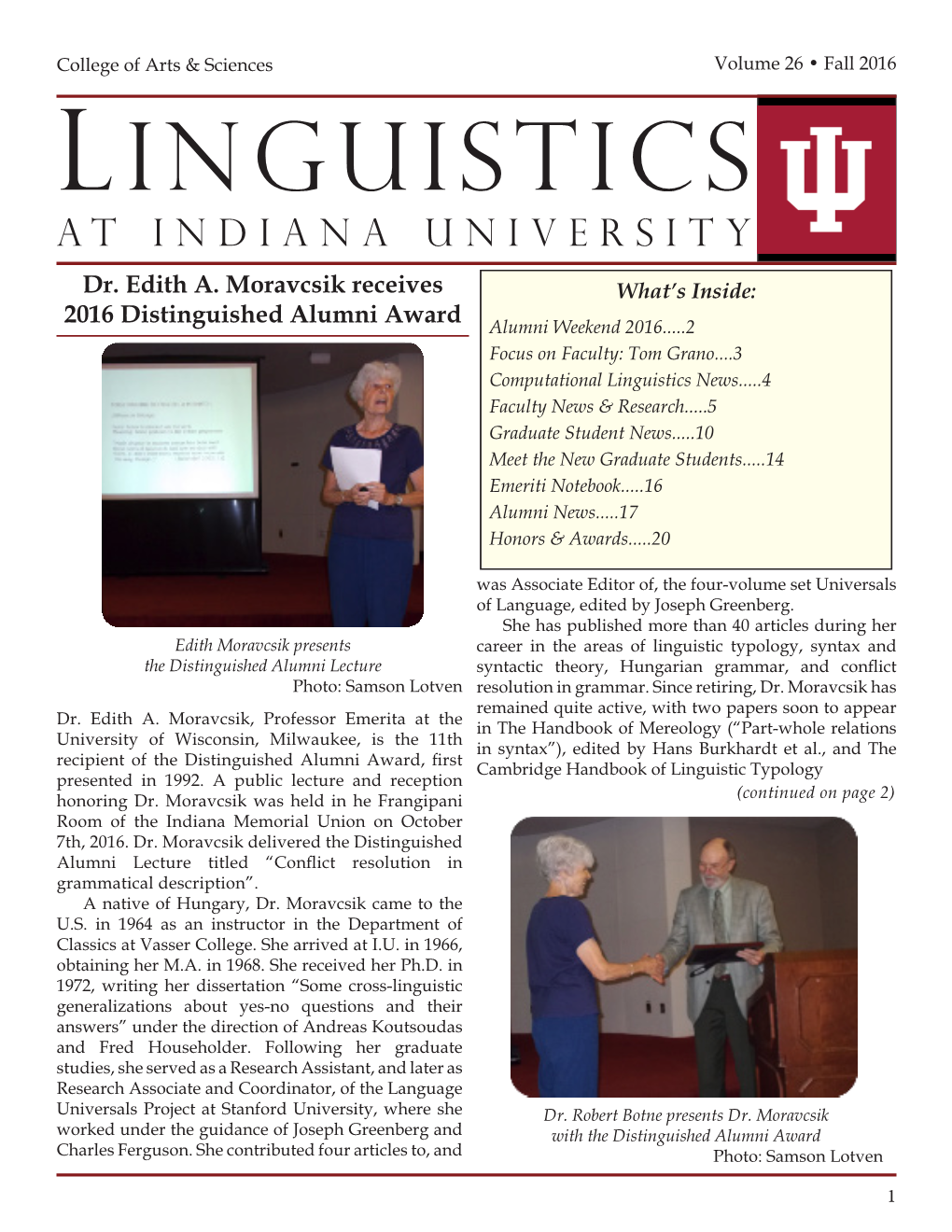 Fall 2016 L Inguistics at Indiana University