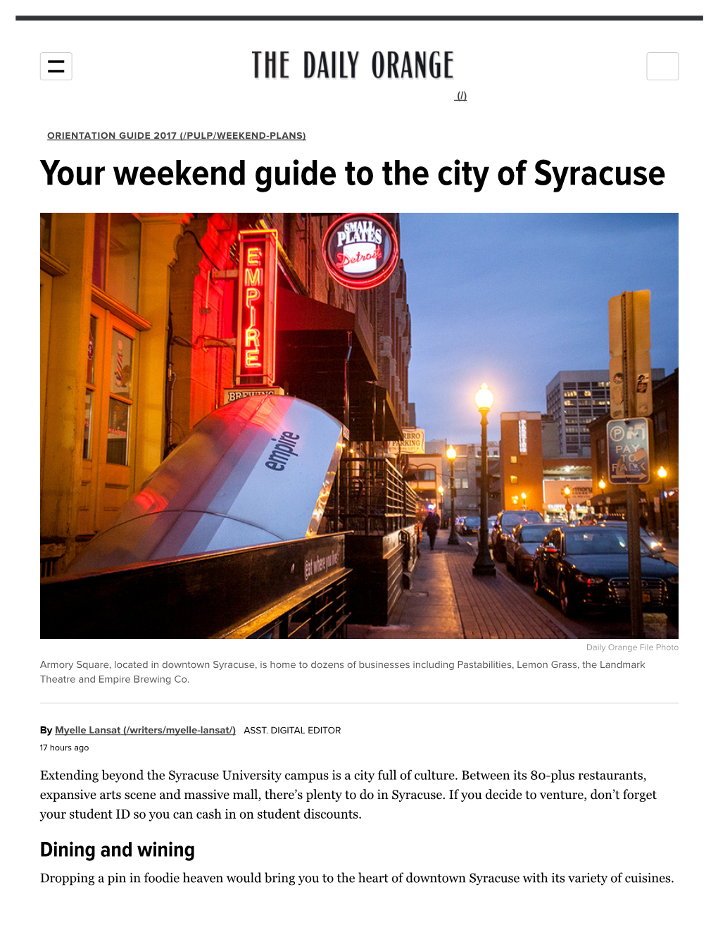 Daily Orange – Your Weekend Guide to the City of Syracuse