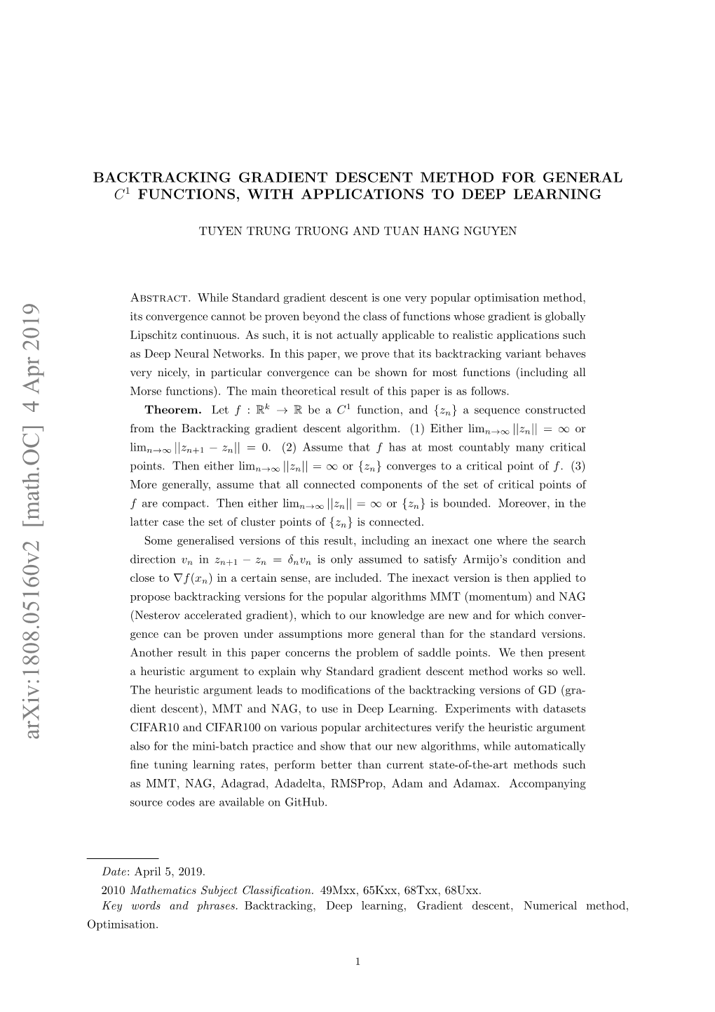 Arxiv:1808.05160V2 [Math.OC] 4 Apr 2019