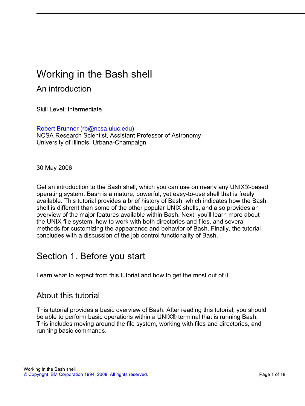 Working in the Bash Shell an Introduction