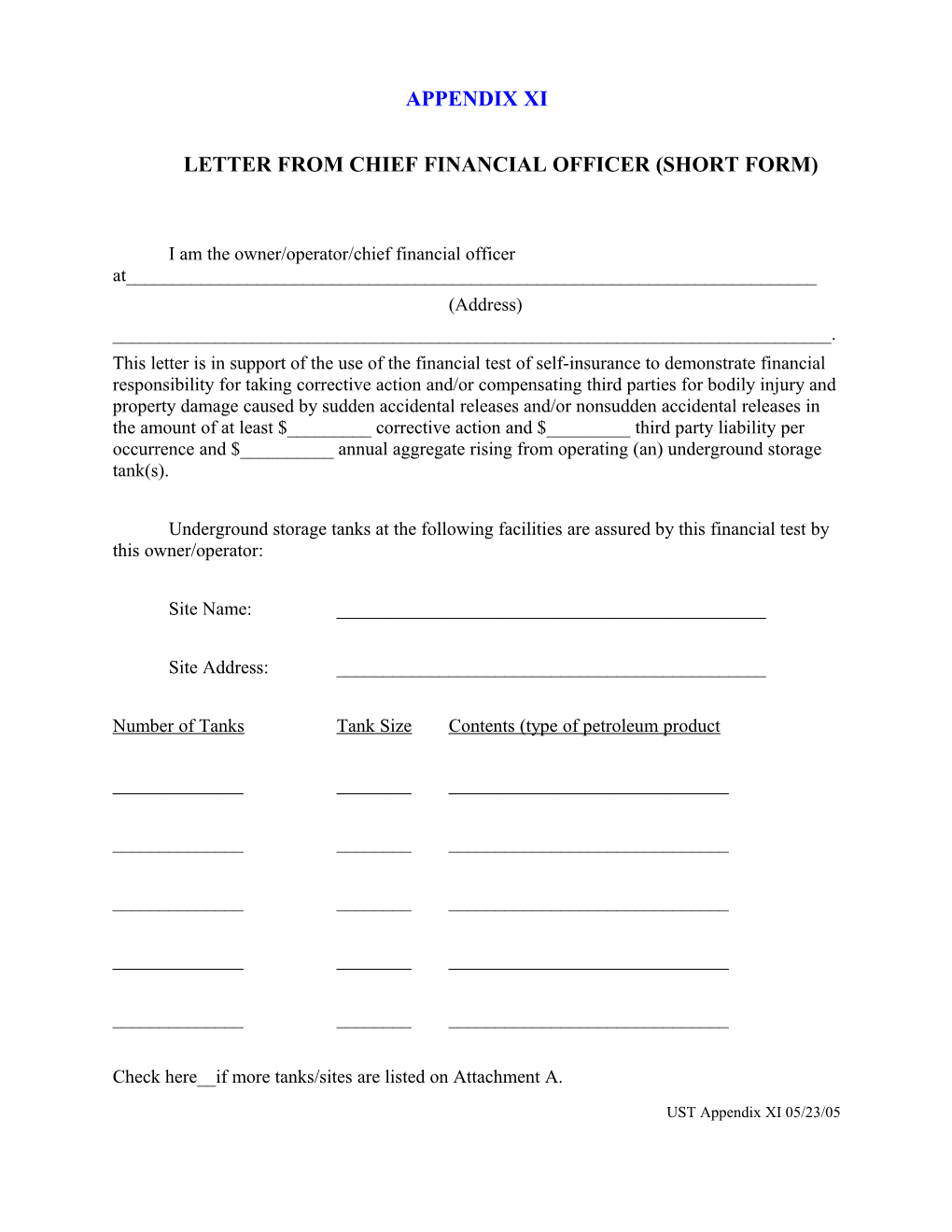 Appendix Xi - Letter from Cfo (Short)