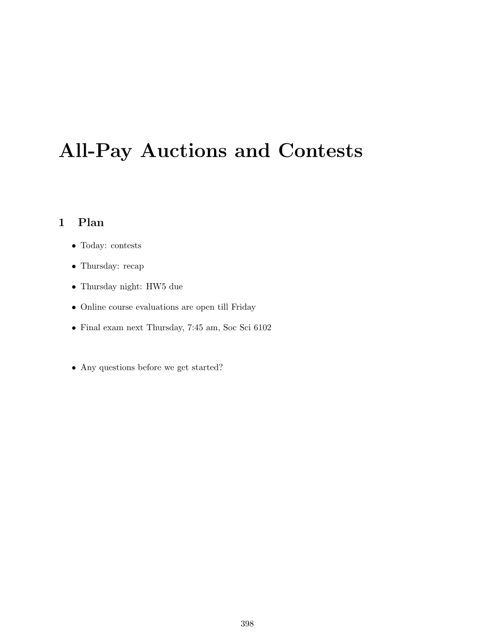 All-Pay Auctions and Contests