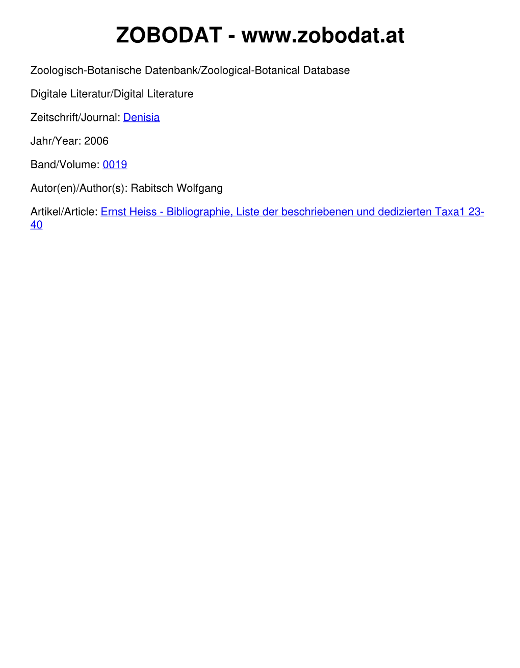 Ernst Heiss - Bibliographie, Liste Der Beschriebenen Und Dedizierten Taxa1 23- 40 © Biologiezentrum Linz/Austria; Download Unter