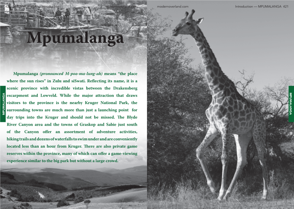 MPUMALANGA — Introduction Modernoverland.Com Modernoverland.Com Introduction — MPUMALANGA 421