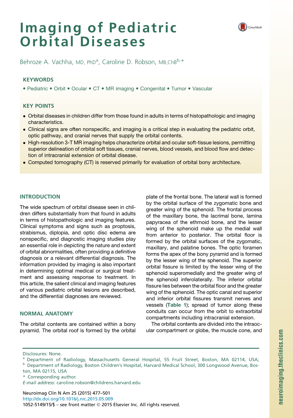 Imaging of Pediatric Orbital Diseases