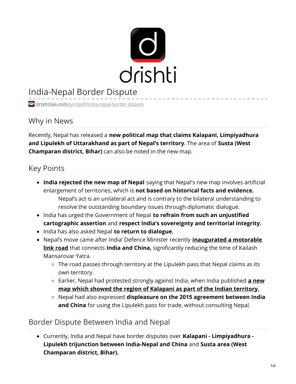 India-Nepal Border Dispute