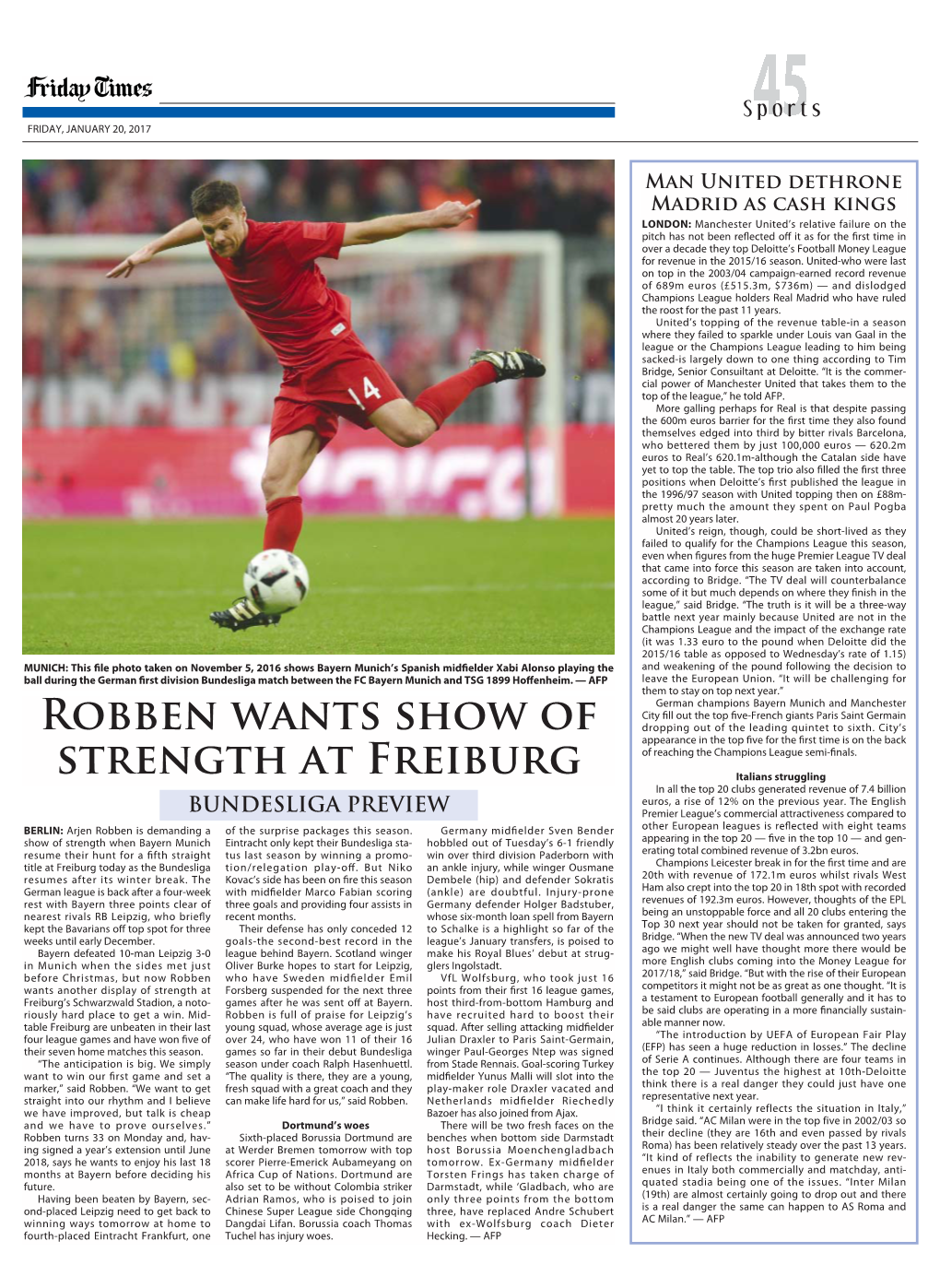 Robben Wants Show of Strength at Freiburg