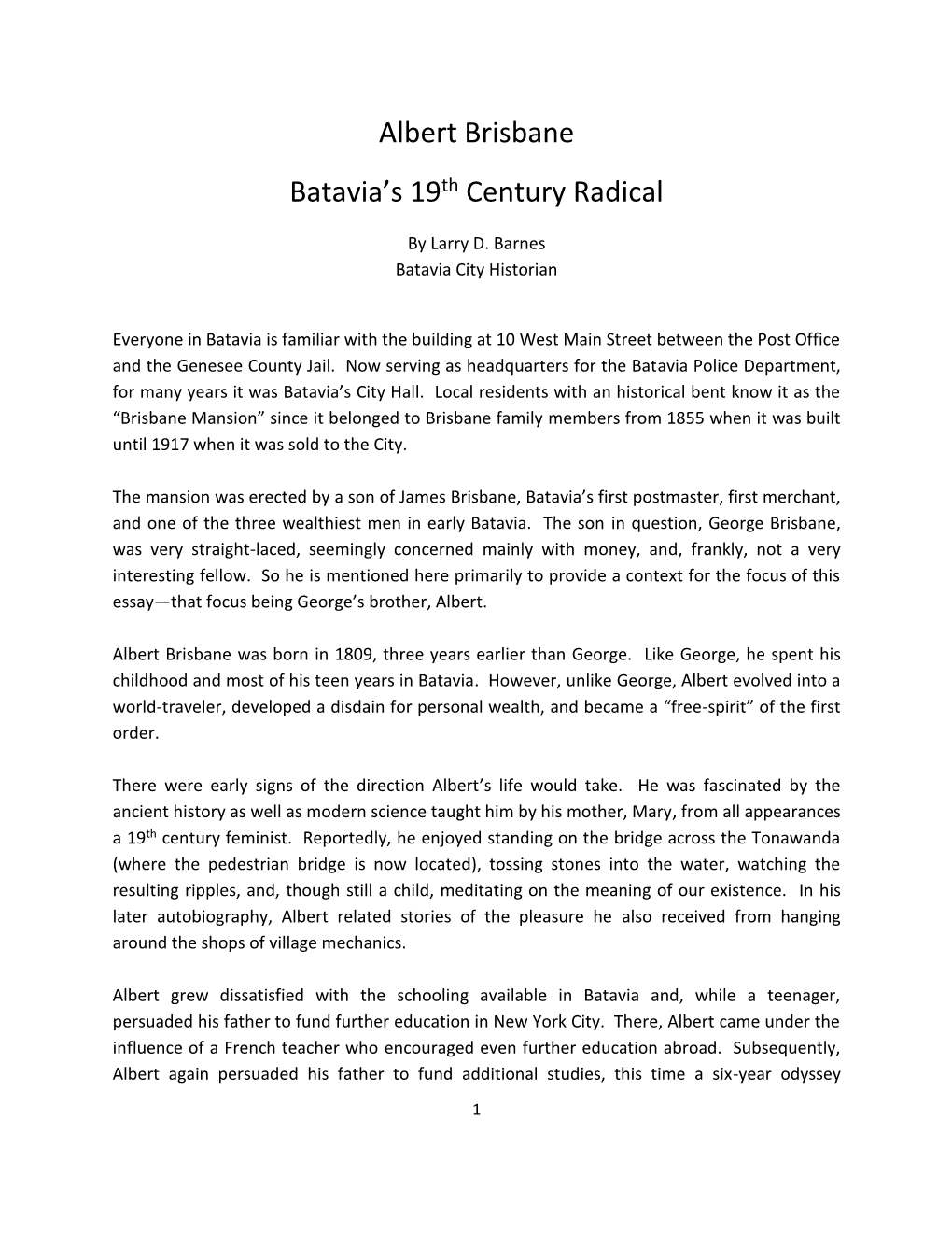 Albert Brisbane Batavia’S 19Th Century Radical