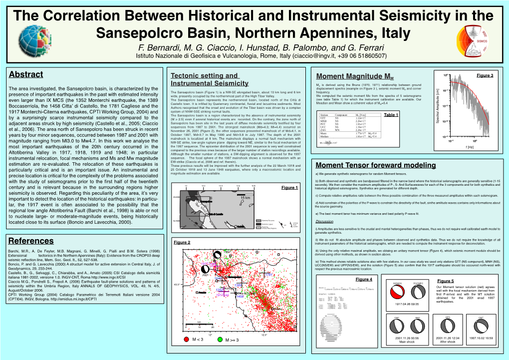 The Correlation Between Historical and Instrumental Seismicity in the Sansepolcro Basin, Northern Apennines, Italy F