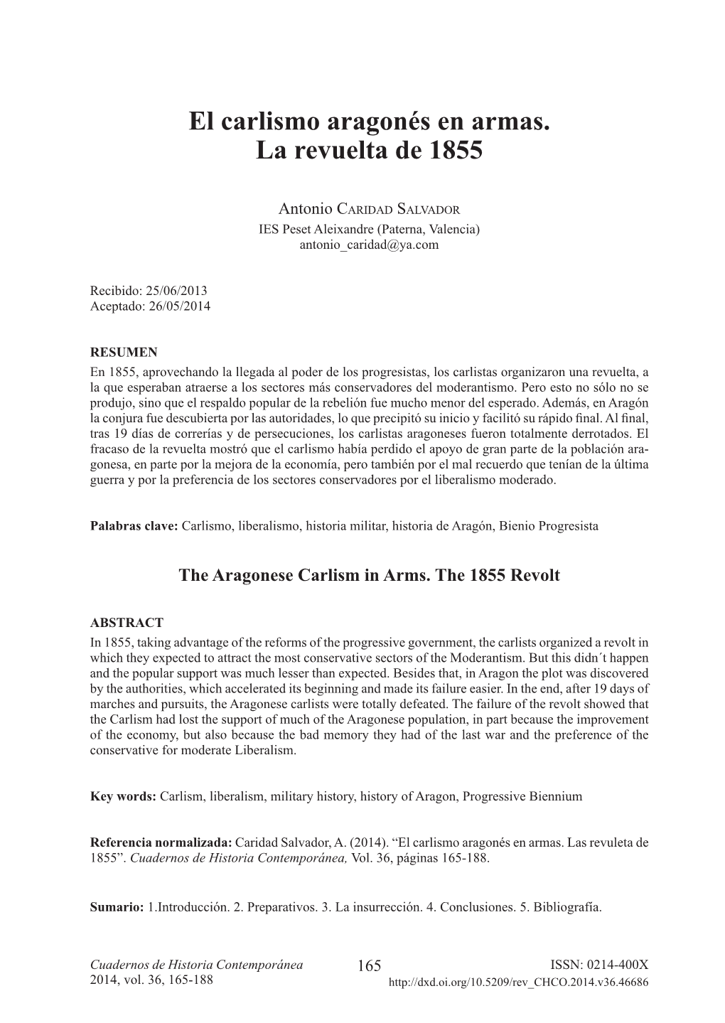 El Carlismo Aragonés En Armas. La Revuelta De 1855