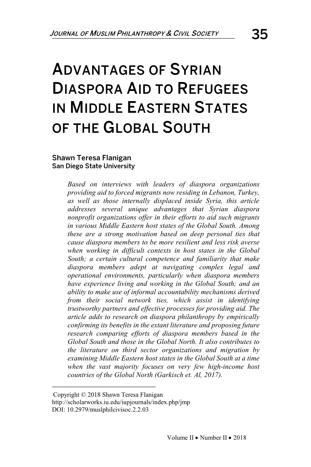 Advantages of Syrian Diaspora Aid to Refugees in Middle Eastern States