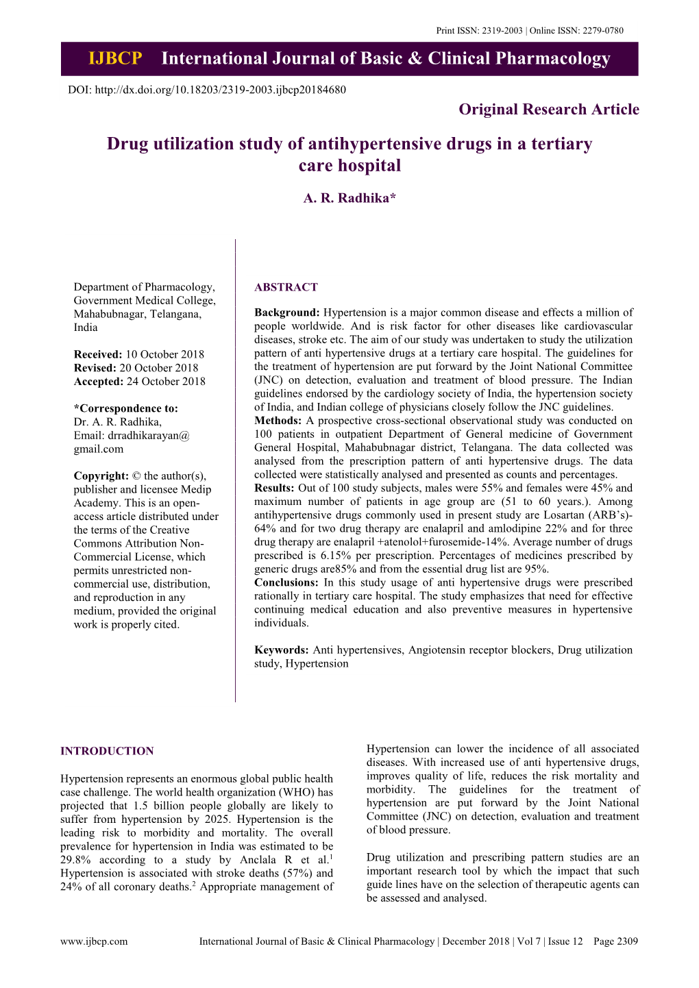 IJBCP International Journal of Basic & Clinical Pharmacology Drug