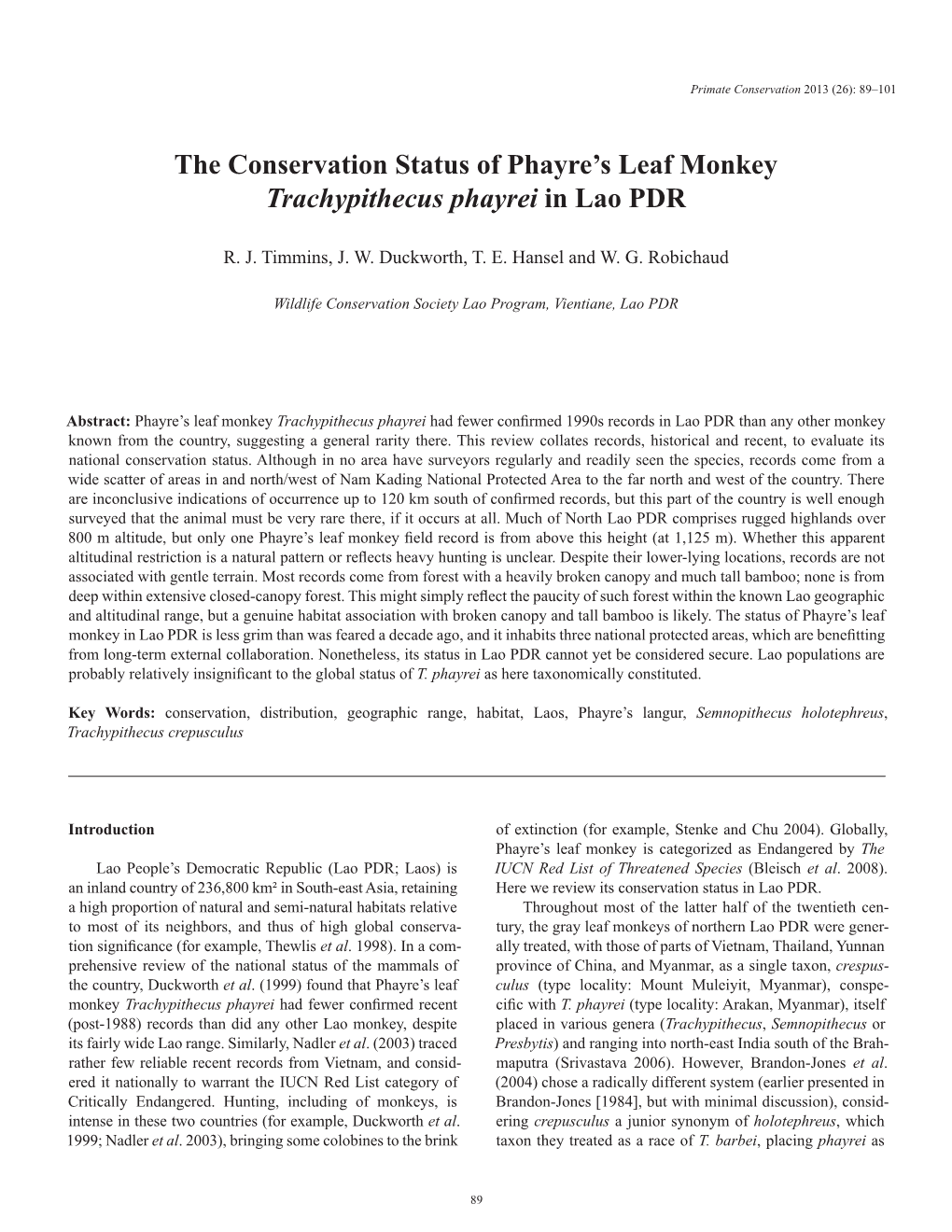 Phayre's Leaf Monkey T. Phayrei in Lao