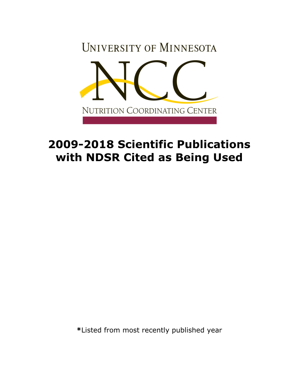2009-2018 Scientific Publications with NDSR Cited As Being Used