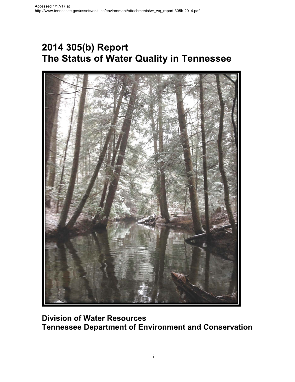 TDEC 2014 305(B) Report the Status of Water Quality in Tennessee