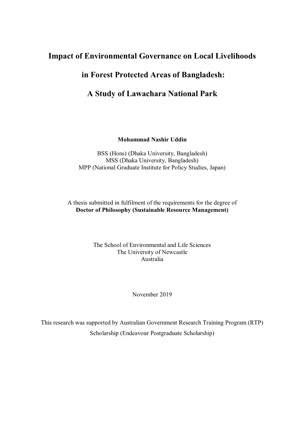 Impact of Environmental Governance on Local Livelihoods in Forest