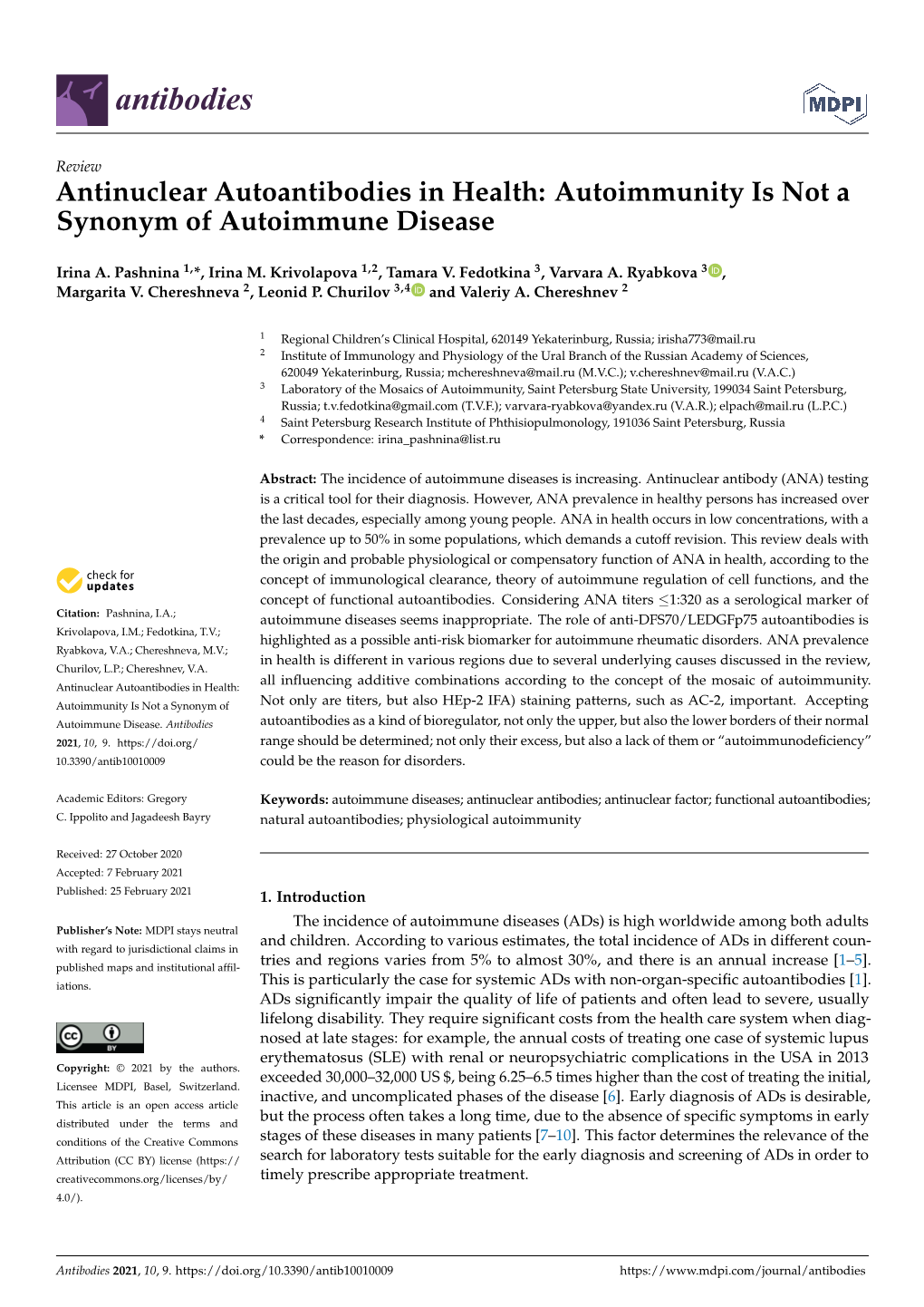 Antinuclear Autoantibodies in Health: Autoimmunity Is Not a Synonym of Autoimmune Disease