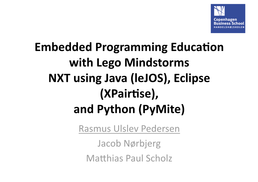 Embedded Programming Education with Lego Mindstorms NXT Using