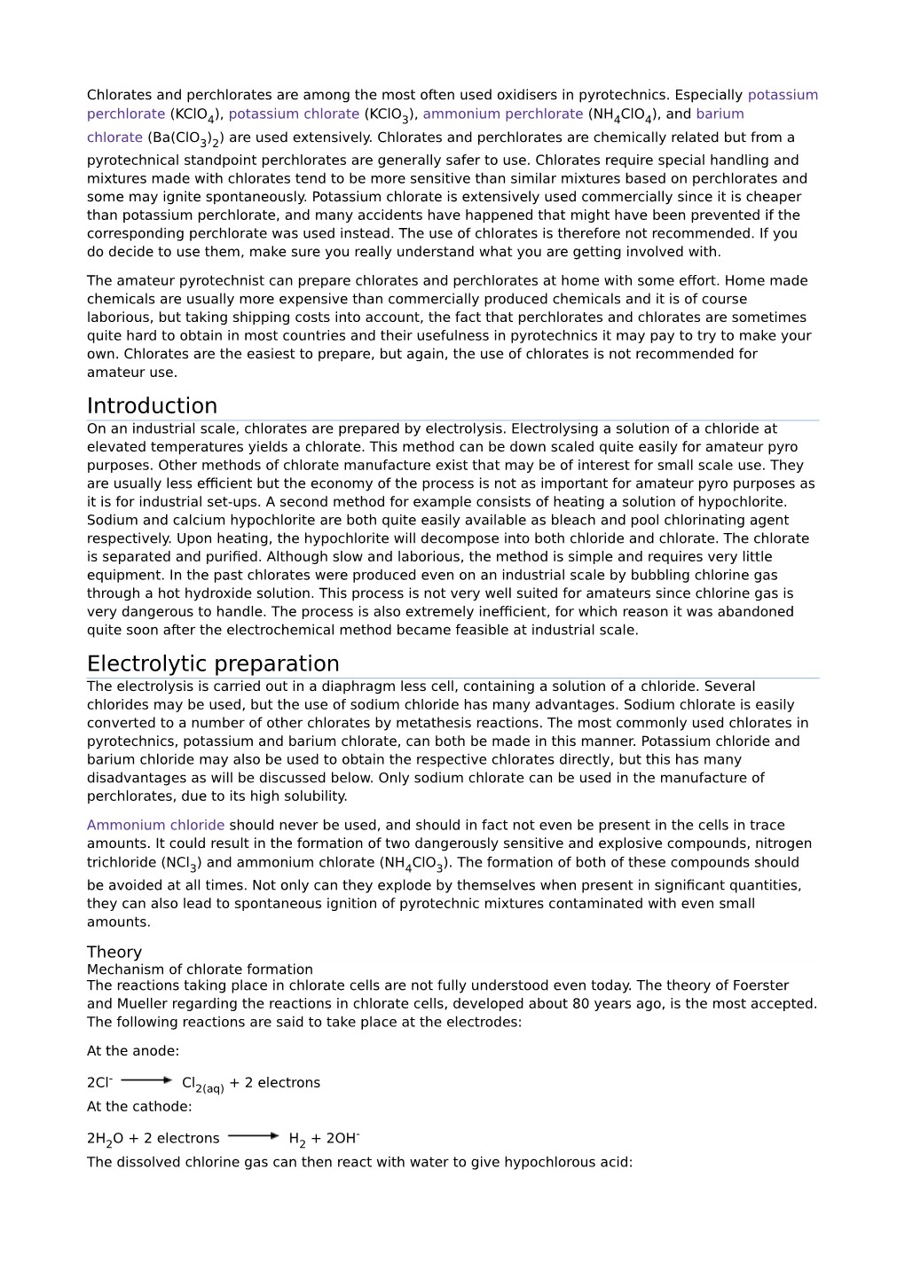 Introduction Electrolytic Preparation