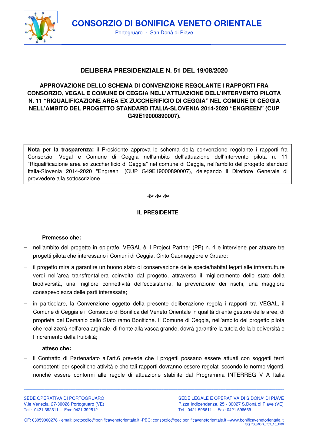 CONSORZIO DI BONIFICA VENETO ORIENTALE Portogruaro - San Donà Di Piave