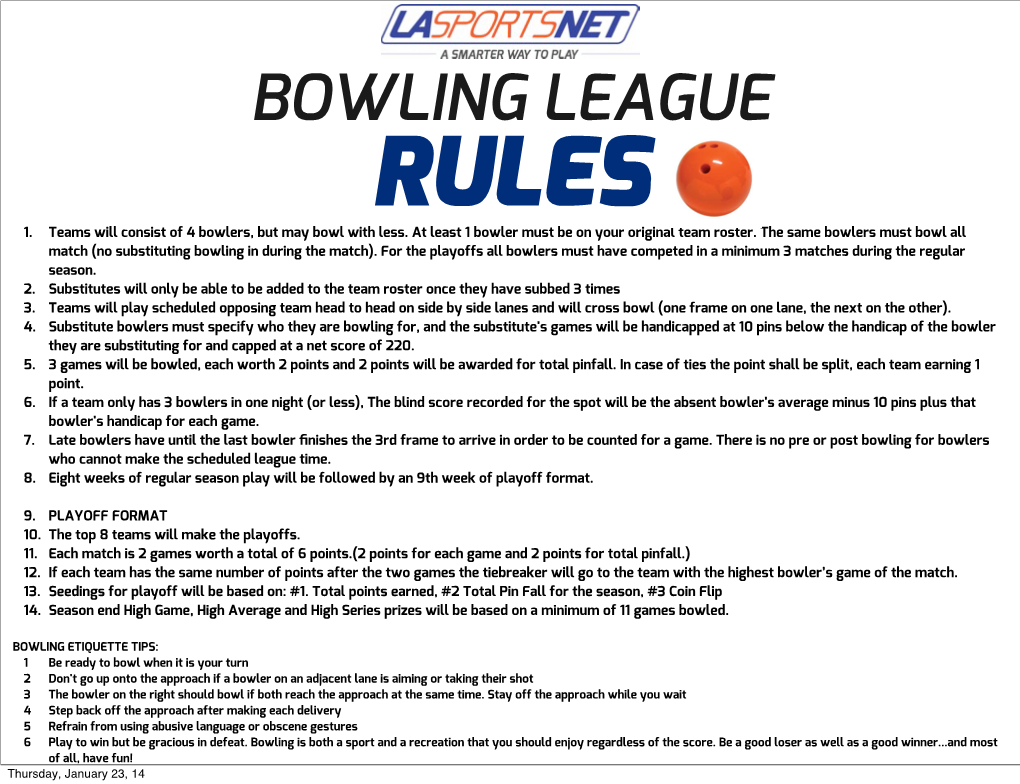 Bowling League Rules 1