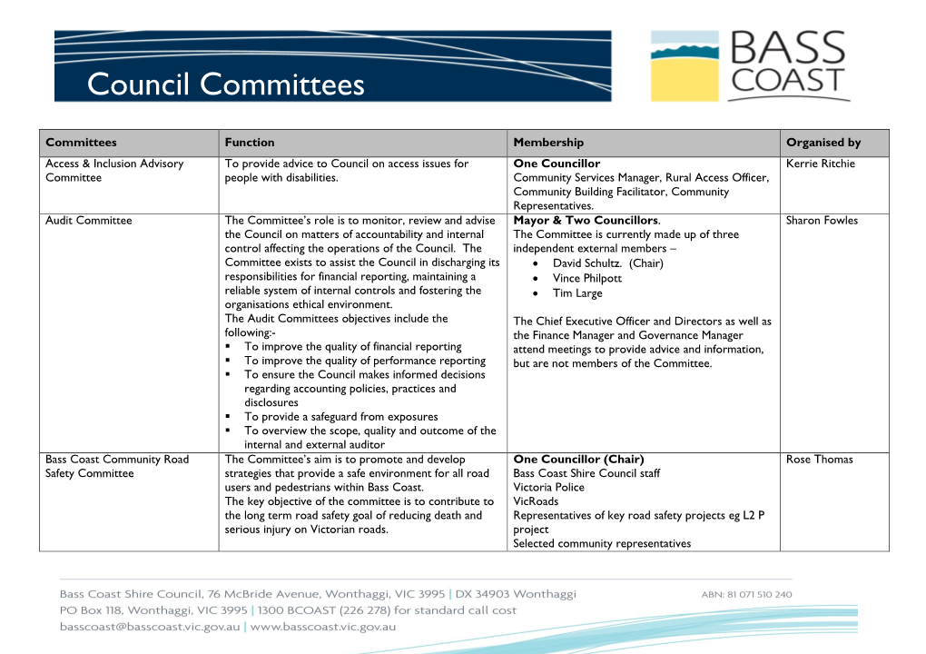 Council Committees